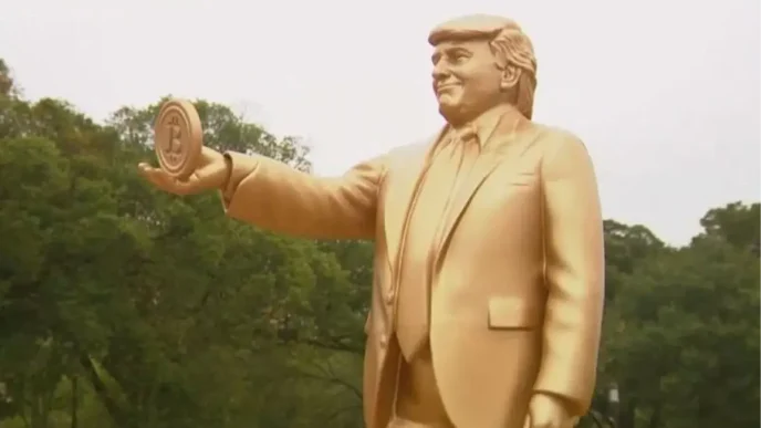 Trumpin Bitcoin Heykeli Kongre Binasinda Sergileniyor