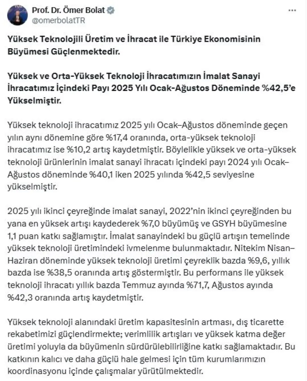 Turkiyenin Yuksek Teknoloji Ihracati Artis Gosterdi