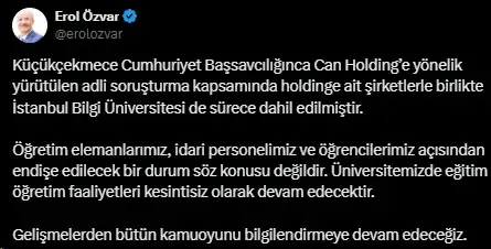 YÖK'ten el konulan Bilgi Üniversitesi ile ilgili açıklama