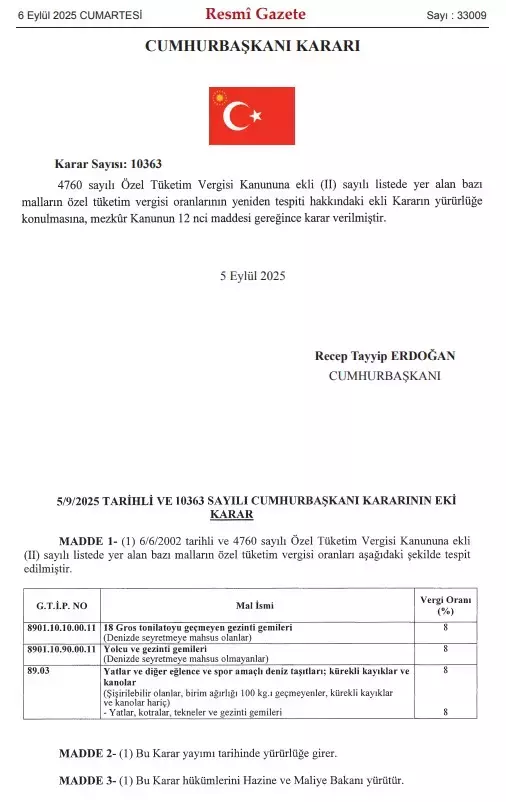 Yat, gemi ve teknelere ÖTV getirildi