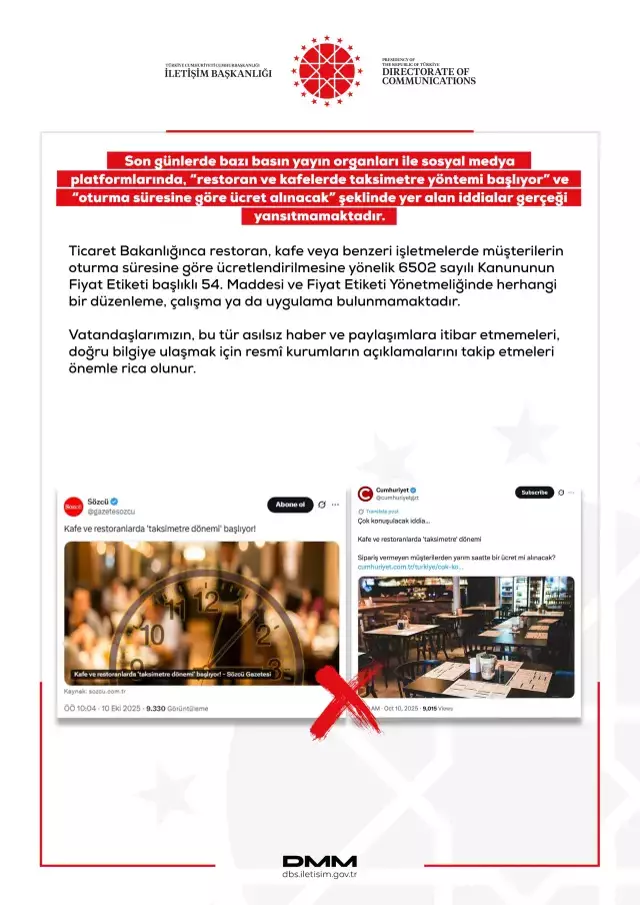 Kafe ve restoranlarda taksimetre dönemi mi başlıyor? Cumhurbaşkanlığından açıklama var