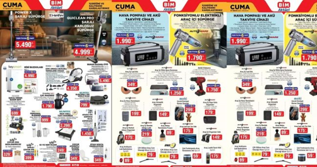 BİM 17 Ekim Cuma aktüel ürünler kataloğunda hangi ürünler var? BİM buhar kazanlı ütü, siyah nokta temizleyici, araç içi süpürge!