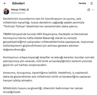 Adalet Bakanı Tunç: 'Terörün olmadığı Türkiye, bölgesinde ve dünyada etkinliğini artıracaktır' 1 Adalet Bakani Tunc Terorun olmadigi Turkiye bolgesinde ve dunyada etkinligini