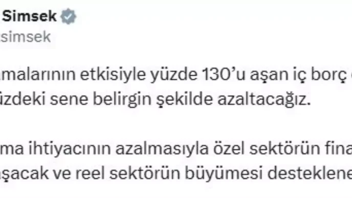 Bakan Simsekten Borc Cevirme Oraninda Azalma Mujdesi