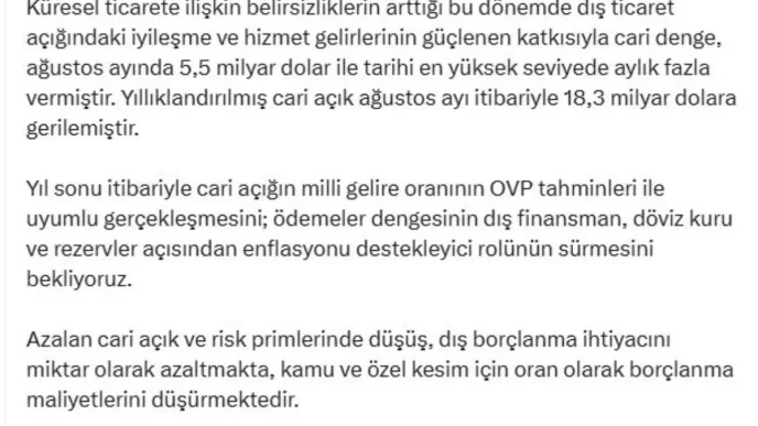 Cevdet Yilmaz Cari Islemler Dengesindeki Olumlu Gelismeler Surecek
