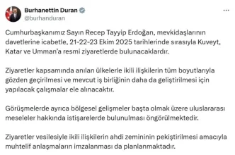 Cumhurbaskani Erdogan Kuveyt Katar ve Ummani ziyaret edecek
