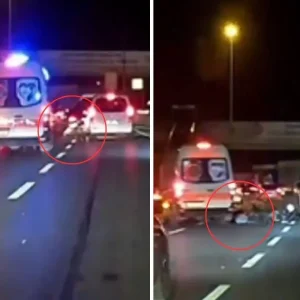 Dehset anlari Otomobile carpip savruldu uzerinden ambulans gecti