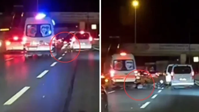 Dehşet anları! Otomobile çarpıp savruldu, üzerinden ambulans geçti 13 Dehset anlari Otomobile carpip savruldu uzerinden ambulans gecti