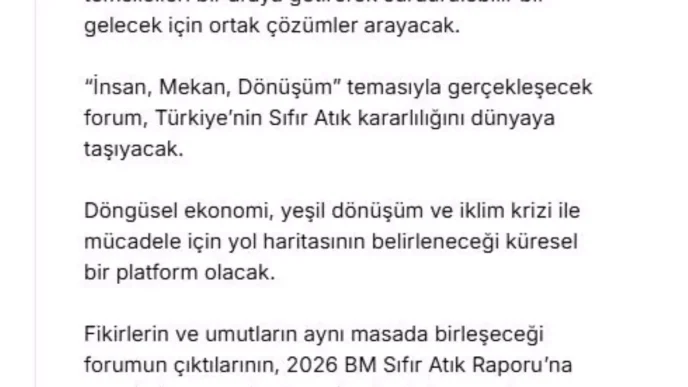 Emine Erdogandan Sifir Atik Forumu paylasimi Aciklamasi