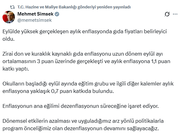 Enflasyon neden yükseldi? Bakan Şimşek gerekçesini açıkladı