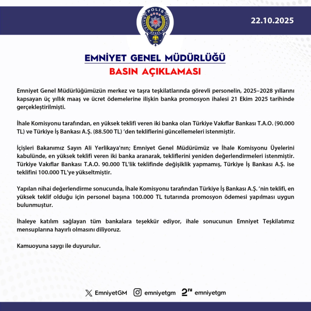 İhale sonuçlandı, işte polislerin alacağı promosyon miktarı