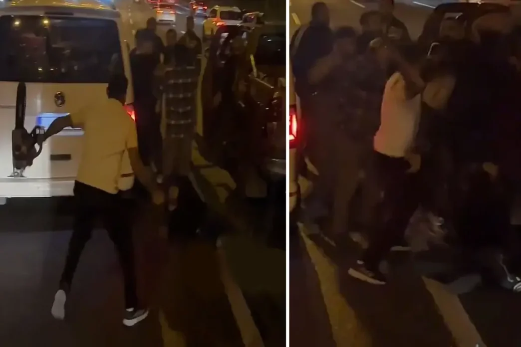 Istanbulun gobeginde kan donduran olay Yol ortasinda olduresiye dayak kamerada