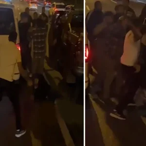 Istanbulun gobeginde kan donduran olay Yol ortasinda olduresiye dayak kamerada