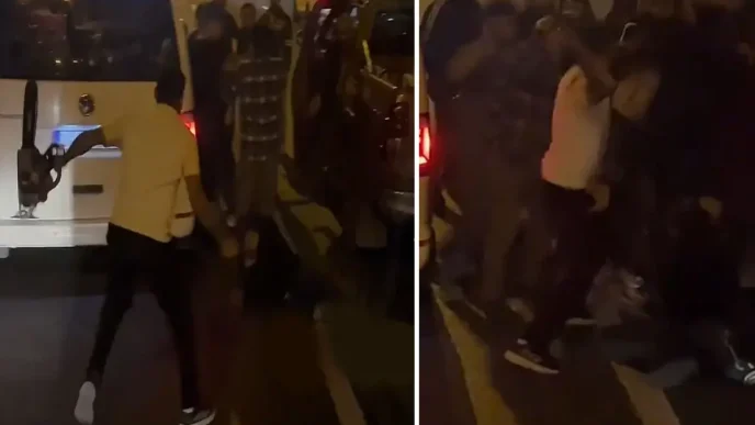 Istanbulun gobeginde kan donduran olay Yol ortasinda olduresiye dayak kamerada