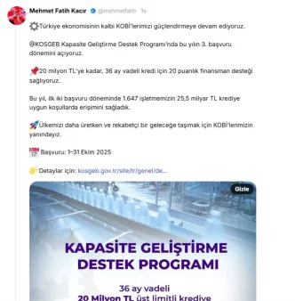 KOSGEB Kapasite Gelistirme Destek Programinin 3 Donemi Basladi