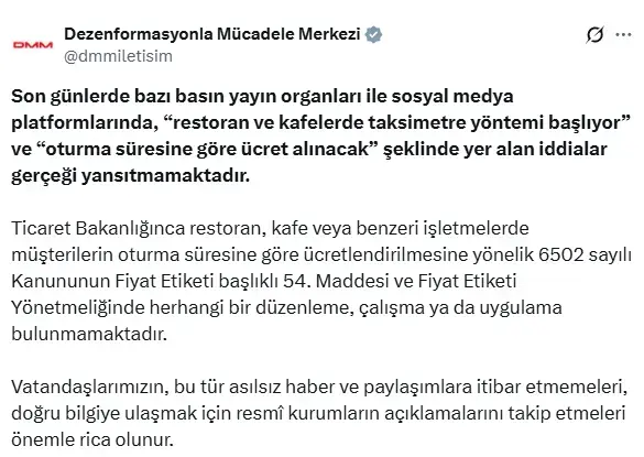 Kafe ve restoranlarda taksimetre dönemi mi başlıyor? Cumhurbaşkanlığından açıklama var