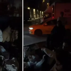 Ne soguk havaya ne de yagmura aldirdilar hediye canta icin