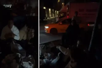 Ne soguk havaya ne de yagmura aldirdilar hediye canta icin