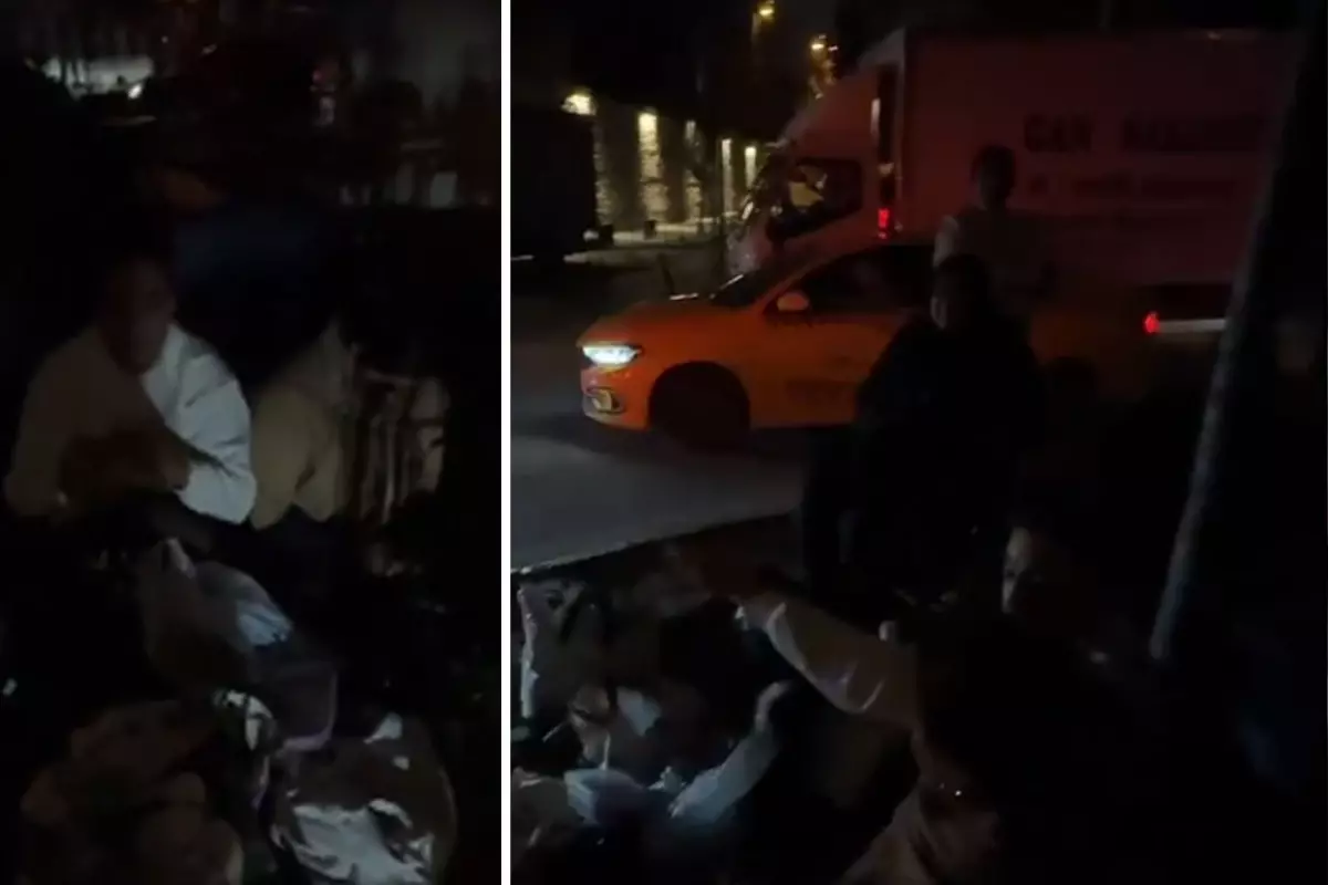 Ne soguk havaya ne de yagmura aldirdilar hediye canta icin