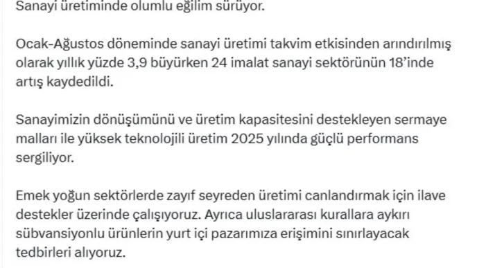 Sanayi Uretimi Yuzde 39 Buyudu