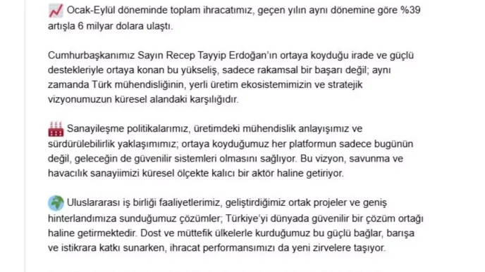 Savunma Sanayii 2025 Yili Eylul Ayinda 574 Milyon Dolarlik Ihracat