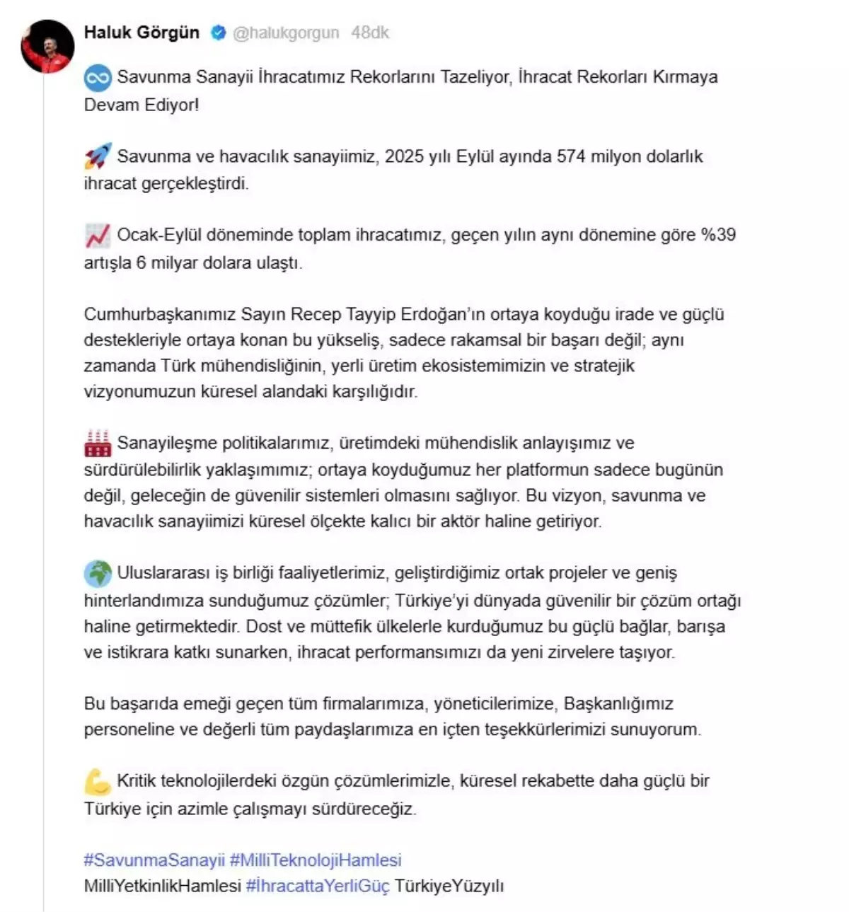 Savunma Sanayii 2025 Yili Eylul Ayinda 574 Milyon Dolarlik Ihracat