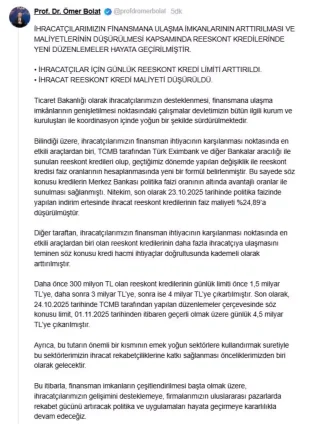 Ticaret Bakani Bolat Ihracatcilar icin Finansman Imkanlari Genisletiliyor