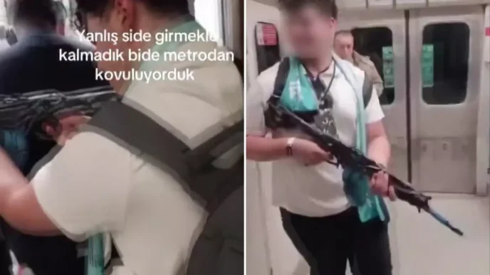 metroda yolculara oyuncak tufek dogrultan genc 19174576 9666 amp